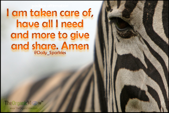 I am taken care of, have all I need and more to give and share. Amen