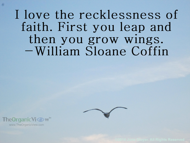 I love the recklessness of faith. First you leap and then you grow wings. William Sloane Coffin