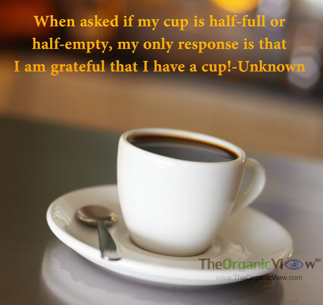 When asked if my cup is half-full or half-empty, my only response is that I am grateful that I have a cup -Unknown