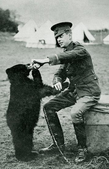 Harry Colebourn and Winnie, the bear from which Winnie the Pooh derives his name