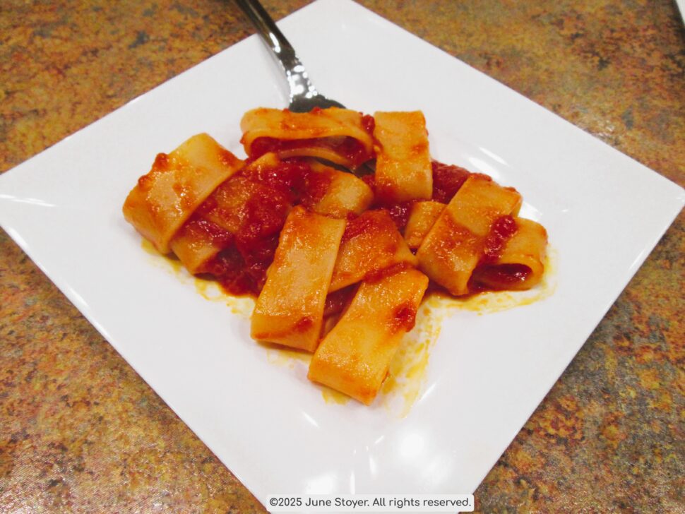 Plum Tomato Sauce over Maurizio Pappardelle